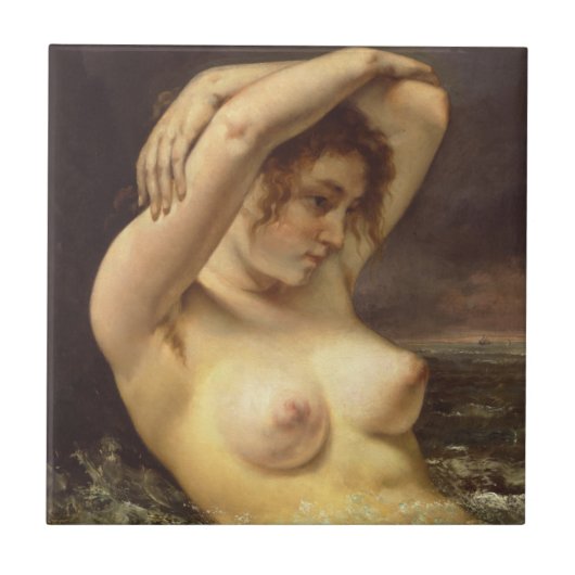 Vrouw in de golven tegeltje (Voorkant)