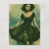 Vrouw in de groene jurk briefkaart (Voorkant)