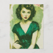 Vrouw in de groene jurk briefkaart (Voorkant)
