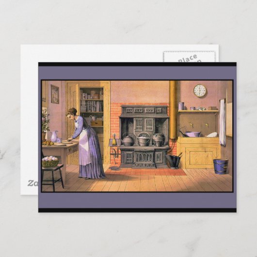 vrouw in de keuken briefkaart (Voorkant / Achterkant)