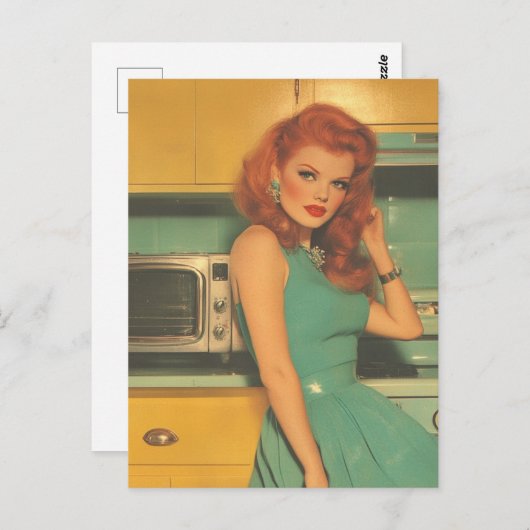  vrouw in de keuken briefkaart (Voorkant / Achterkant)