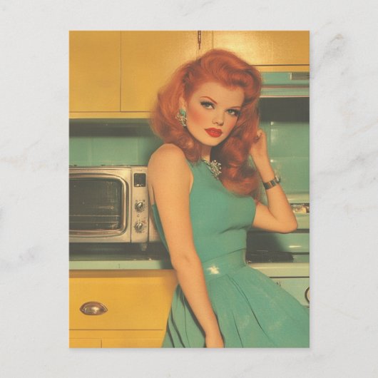  vrouw in de keuken briefkaart (Voorkant)