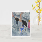 Vrouw in de Kleding van de Stip Kaart (Gele Bloem)