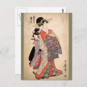 Vrouw in de kleurrijke kimono briefkaart (Voorkant / Achterkant)