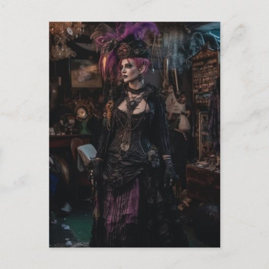 Vrouw in de kostuumwinkel briefkaart (Voorkant)