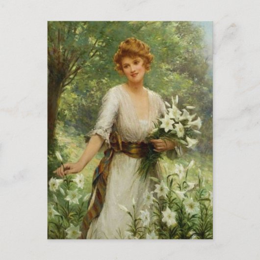  vrouw in de lentevloeren briefkaart (Voorkant)