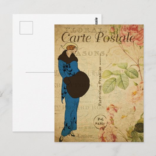  vrouw in de nieuwste Mode in Parijs Briefkaart (Voorkant / Achterkant)