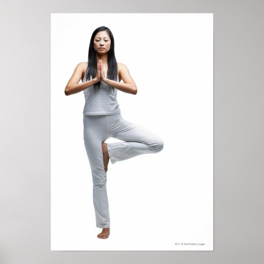 Vrouw in de positie van yoga poster (Voorkant)