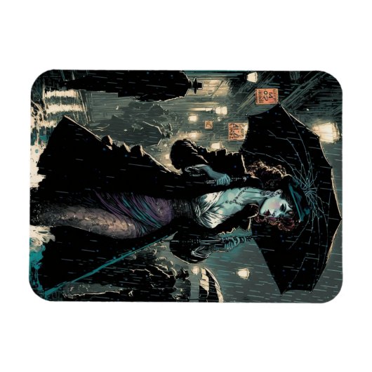  vrouw in de regen magneet (Horizontaal)