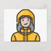 vrouw in de regenjas briefkaart (Voorkant)