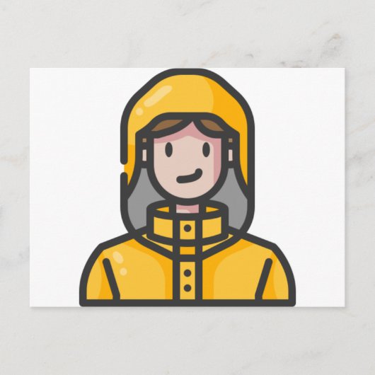 vrouw in de regenjas briefkaart (Voorkant)