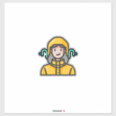 vrouw in de regenjas sticker (Vel)