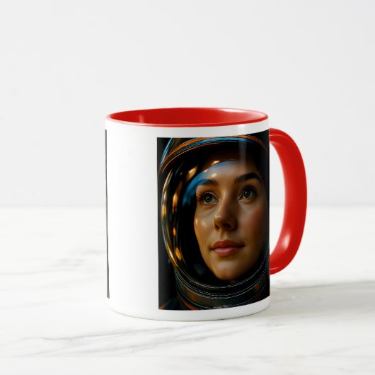 Vrouw in de ruimte mok (Voorkant rechts)