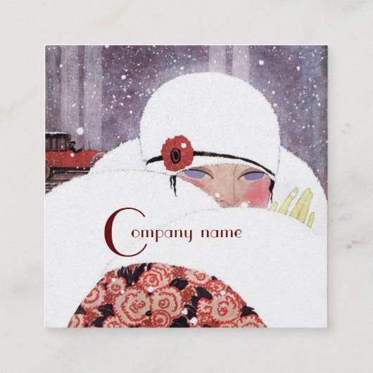 VROUW IN DE SNEE, WINTER BEAUTY MODE MONOGRAM VIERKANTE VISITEKAARTJE (Achterkant)
