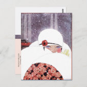 VROUW IN DE SNEEUW, WINTER BEAUTY MODE BRIEFKAART (Voorkant / Achterkant)