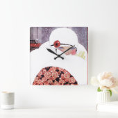 VROUW IN DE SNEEUW, WINTER BEAUTY MODE VIERKANTE KLOK (Huis)