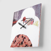 VROUW IN DE SNEEUW, WINTER BEAUTY MODE VIERKANTE KLOK (Hoek)