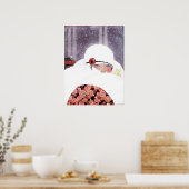 VROUW IN DE SNEEUW, WINTERMODE POSTER (Keuken)