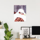 VROUW IN DE SNEEUW, WINTERMODE POSTER (Thuiskantoor)