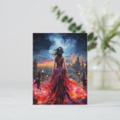 Vrouw in de stad briefkaart (Staand voorkant)