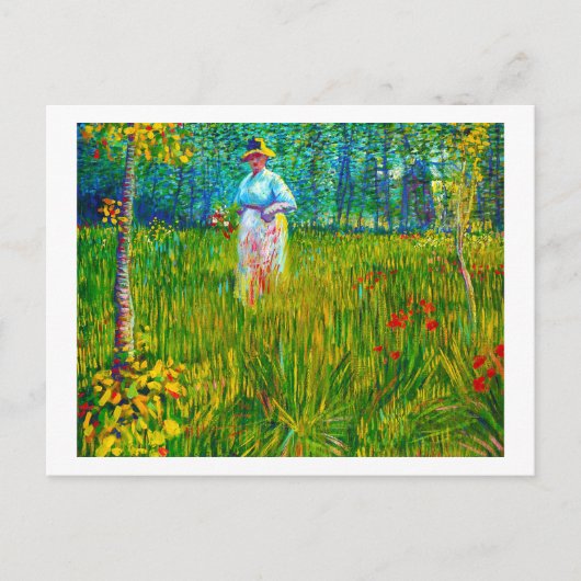 Vrouw in de tuin door Vincent Van Gogh Briefkaart (Voorkant)
