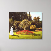 Vrouw in de tuin Monet Fine Art Canvas Afdruk (Voorkant)