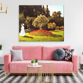 Vrouw in de tuin Monet Fine Art Canvas Afdruk (Insitu (Woonkamer))