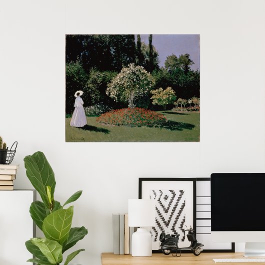 Vrouw in de tuin. Sainte-Adress Poster (Thuiskantoor)