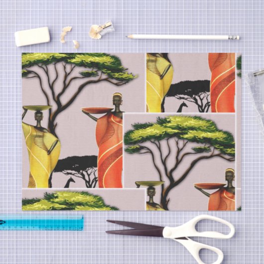 Vrouw in de tuin tissuepapier (Craft)