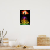 Vrouw in de zee zonsondergang poster - Schilderkun (Keuken)