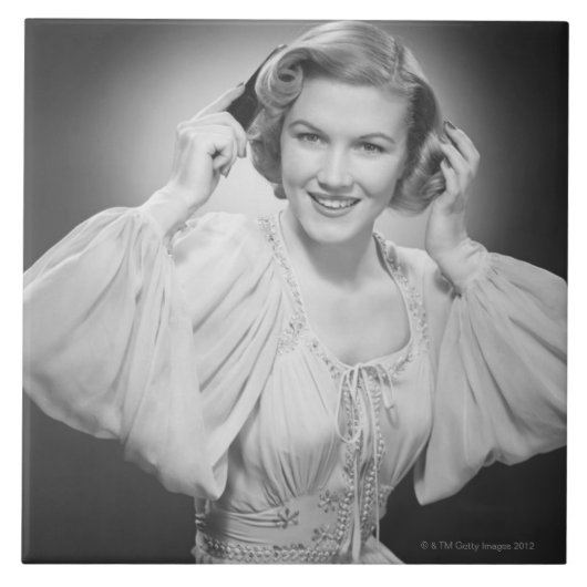 Vrouw in Dress 2 Tegeltje (Voorkant)