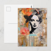 Vrouw in een Abstracte Mixed Media Collage Briefkaart (Voorkant / Achterkant)