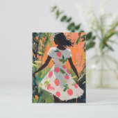 Vrouw in een appeljurk briefkaart (Staand voorkant)