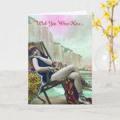 Vrouw in een badpak  Kaart (Gele Bloem)