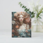 Vrouw in een Bed van Bloemen Briefkaart (Staand voorkant)