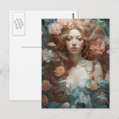 Vrouw in een Bed van Bloemen Briefkaart (Voorkant / Achterkant)