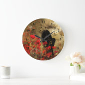 Vrouw in een blauw wandklok in het veld - schilder (Huis)