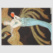 Vrouw in een blauwe dress tissuepapier (Voorkant)