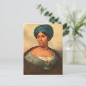 VROUW IN EEN BLAUWE TULBAND VAN DELACROIX BRIEFKAART (Staand voorkant)