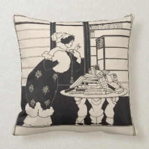 Vrouw in een boekwinkel, ontwerp voor een 'Gele Bo Kussen