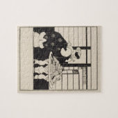 Vrouw in een boekwinkel, ontwerp voor een 'Gele Bo Legpuzzel (Horizontaal)