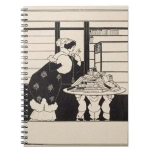 Vrouw in een boekwinkel, ontwerp voor een 'Gele Bo Notitieboek