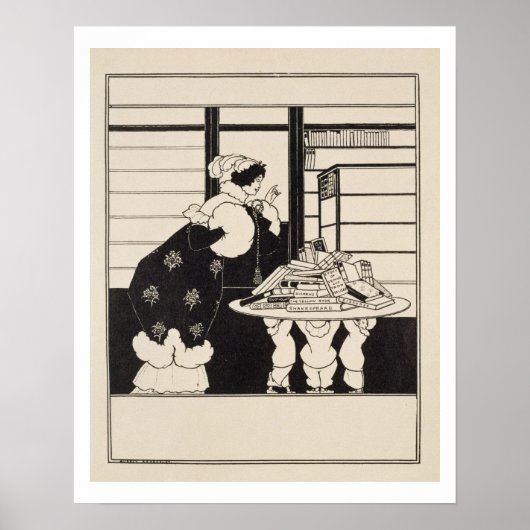 Vrouw in een boekwinkel, ontwerp voor een 'Gele Bo Poster (Voorkant)