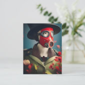 Vrouw in een Briefkaart met een rood gasmasker (Staand voorkant)
