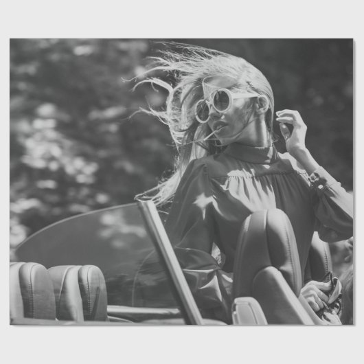  vrouw in een cabriolet cadeaupapier (Vlak)