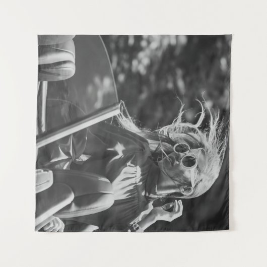 vrouw in een cabriolet wandkleed (Voorkant (horizontaal))