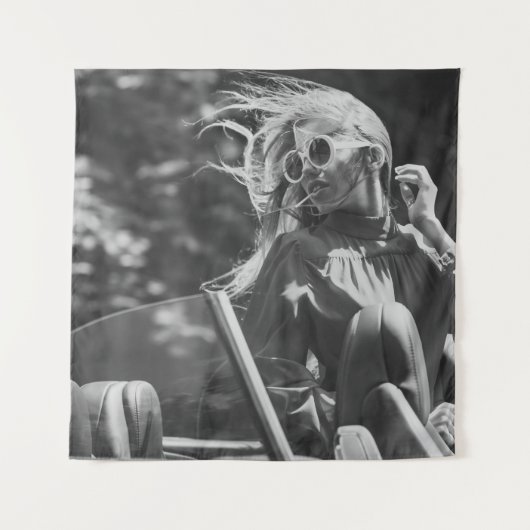  vrouw in een cabriolet wandkleed (Voorkant)