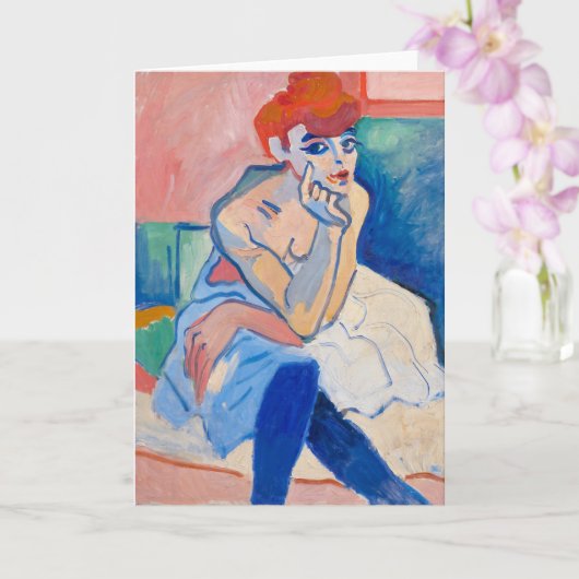 Vrouw in een Chemise Andre Derain | Kaart (Orchidee)
