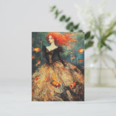 Vrouw in een Fish Scale Dress Mode met goudvis Briefkaart (Staand voorkant)