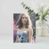 Vrouw in een Floral Dress Briefkaart (Staand voorkant)